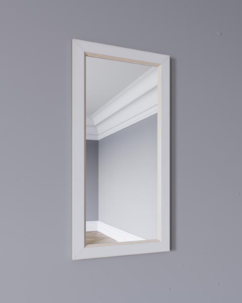 Зеркало настенное узкое, белая эмаль