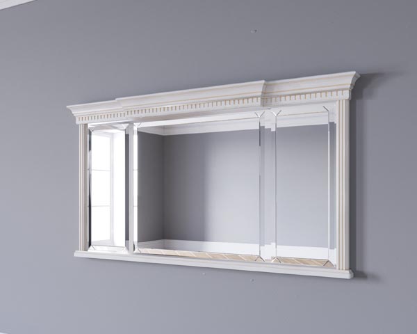 Зеркало настенное широкое, белая эмаль