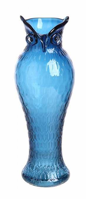 ваза стеклянная синяя "сова"