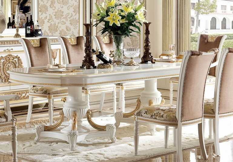 Стол обеденный Империя (250 см), white gold