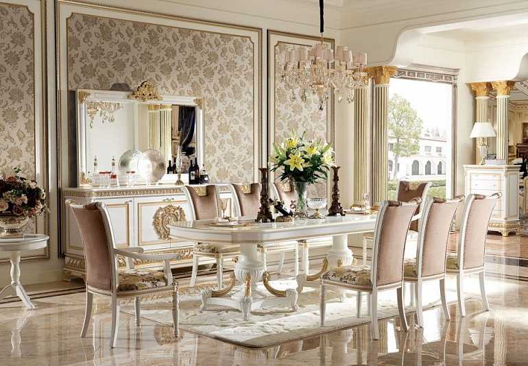 Стол обеденный Империя (250 см), white gold