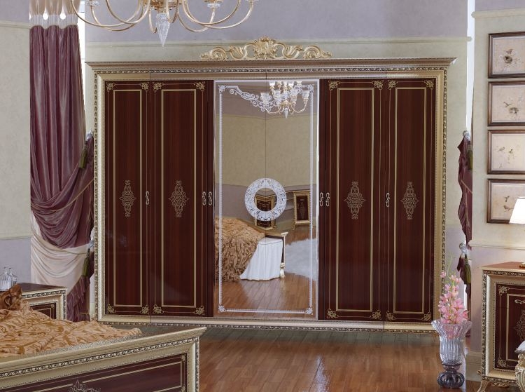 Шкаф платяной шестидверный Версаль без короны (тайский орех)