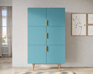 Большой комод с шестью дверками "Line" blue