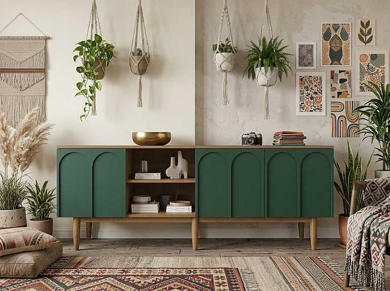 купить большой комод с дверками arka green
