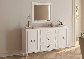 Комод для гостиной Виктория белый с золотом