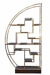 Стеллаж Полусфера розовое золото/темный шпон