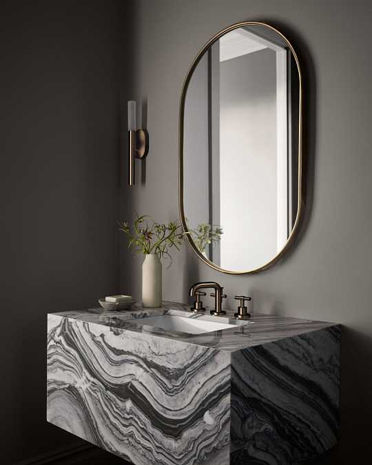 купить золотое овальное зеркало "рейли"