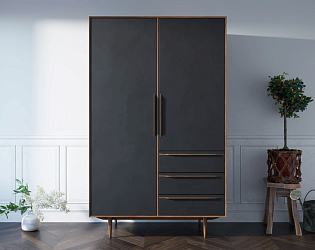 Шкаф Bruni black двустворчатый с ящиками