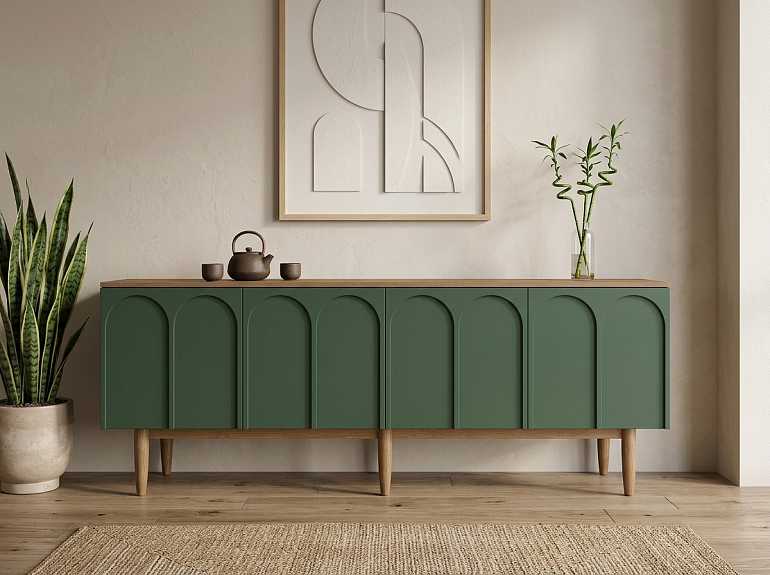 купить широкий комод с дверками arka green