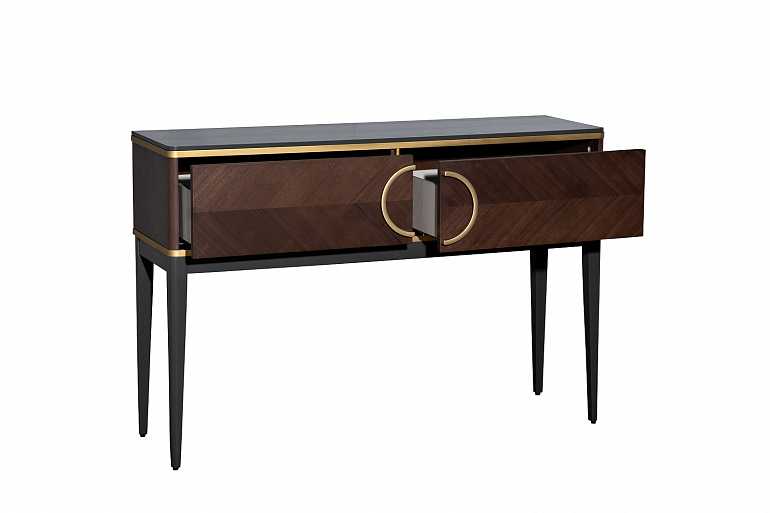 Консоль с двумя ящиками темный шпон