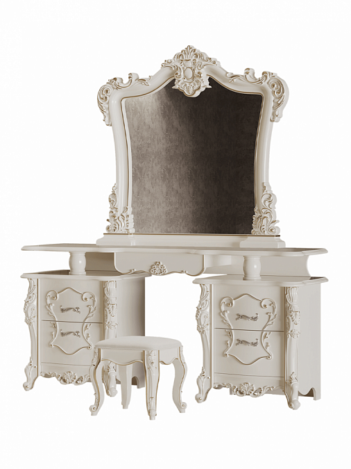 Туалетный столик с зеркалом и пуфом "Джоконда" (крем)