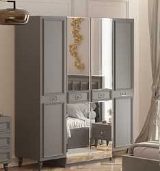 Шкаф четырехдверный Виктория графит с серебром