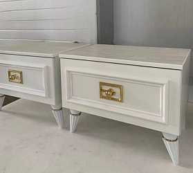 Тумба прикроватная Виктория белая с золотом