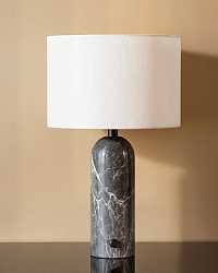 Настольная лампа "Эдвин" из серого мрамора с белым абажуром