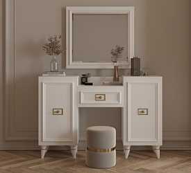 Туалетный столик Виктория белый с серебром