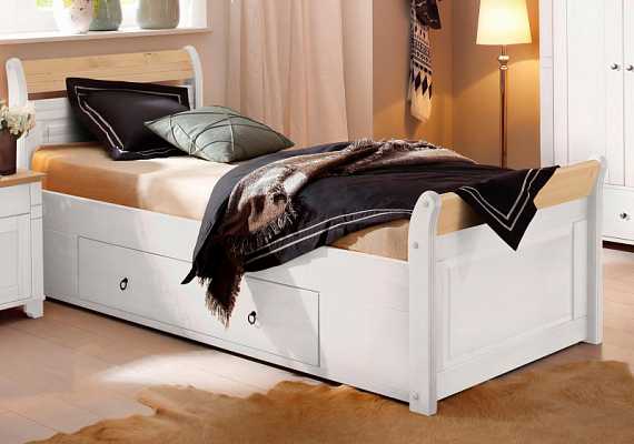 Кровать односпальная Бейли антик с ящиками
