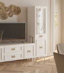 Витрина однодверная Виктория белая с золотом