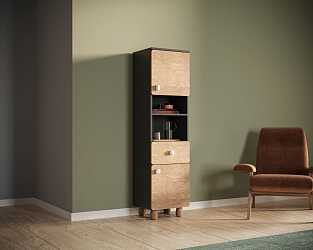 Узкий шкаф Split с одним ящиком и дверками