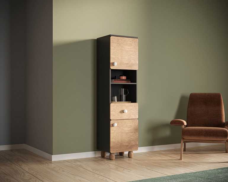 купить узкий шкаф split с одним ящиком и дверками