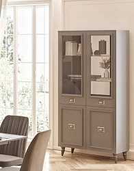 Витрина двухдверная Виктория графит с золотом