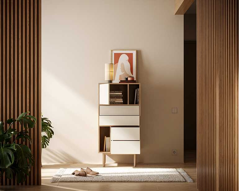 купить комод alice высокий с ящиками и дверкой