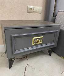 Тумба прикроватная Виктория графит с золотом