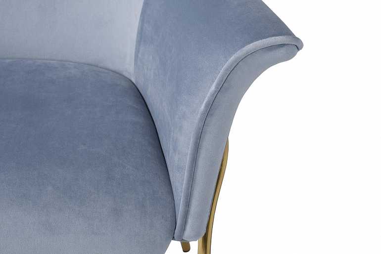 Кресло велюровое, серо-голубое