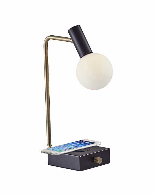купить настольная лампа “ньют” black с беспроводной зарядкой