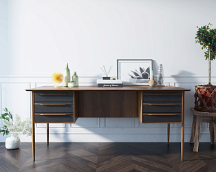 Рабочий стол Bruni black с ящиками