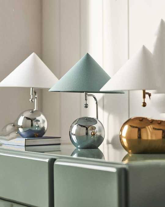 купить серебристая лампа "шанталь" с мятным конусным абажуром