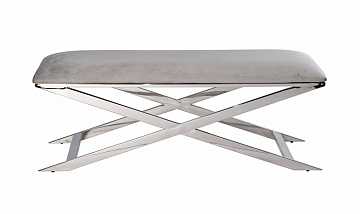 Банкетка велюровая Garda светло-серая