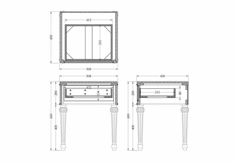 Тумбочка зеркальная KFG1509