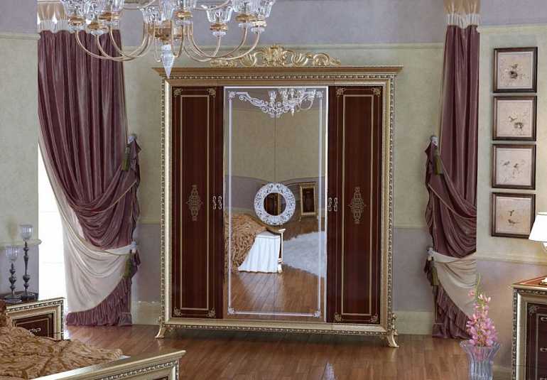 Шкаф платяной четырехдверный Версаль без короны (тайский орех)