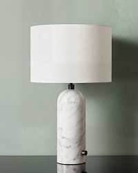 Настольная лампа "Эдвин" из белого мрамора с белым абажуром