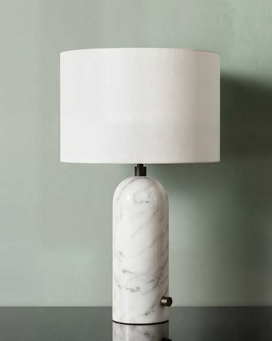 купить настольная лампа "эдвин" из белого мрамора с белым абажуром