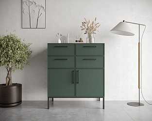 Большой комод Nicole green с четырьмя ящиками и дверками