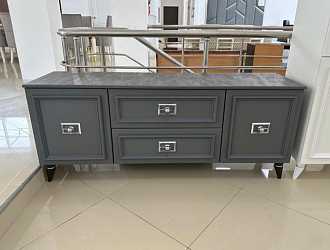 Тумба под ТВ Виктория графит с серебром