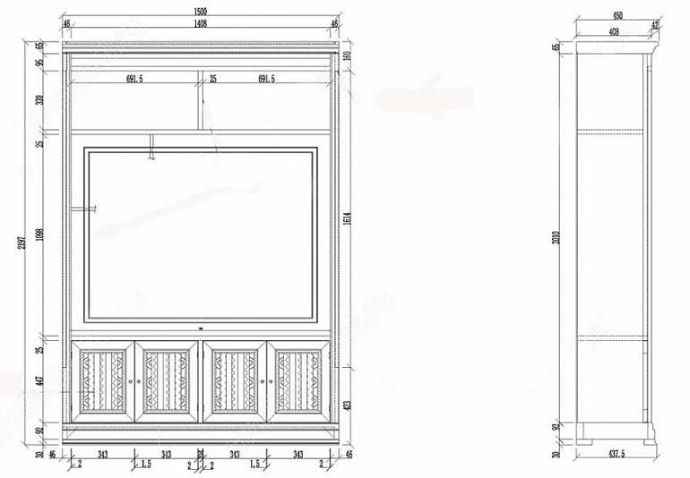 Шкаф под TV внутренний модульный Cambridge