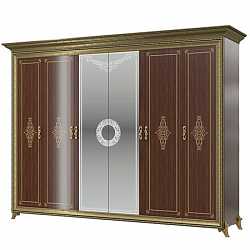 Шкаф платяной шестидверный Версаль без короны (тайский орех)