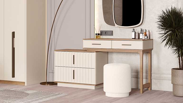 Туалетный столик "Джесси" с зеркалом и пуфом