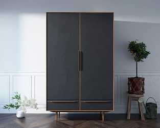 Шкаф Bruni black двустворчатый с 2 ящиками