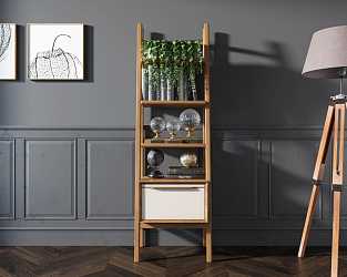 Узкий стеллаж Bruni white с открытыми полками