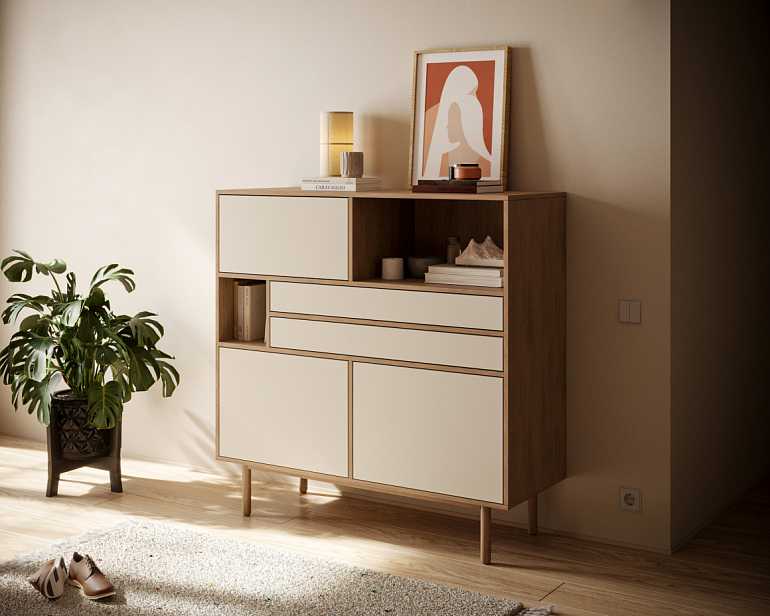 купить комод alice с тремя дверками и двумя ящиками