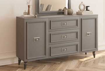 Комод для гостиной Виктория графит с серебром