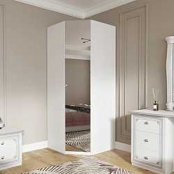 Шкаф угловой Грация с зеркалом, серебро