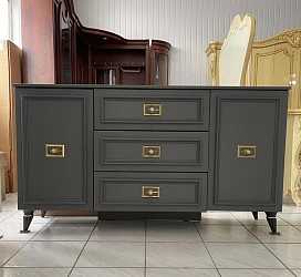 Комод для гостиной Виктория графит с золотом