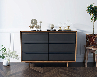 Комод Bruni black с 6 ящиками