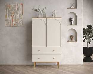 Высокий комод с двумя дверками и двумя ящиками Arka
