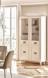 Витрина двухдверная Виктория белая с золотом