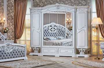 Шкаф 6-дверный "Марелла" (белый с серебром)